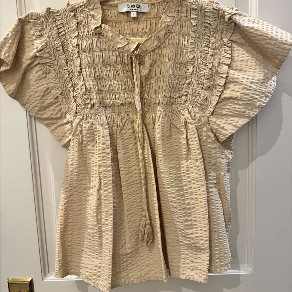 Sea New York Beige Ruffled Women's Top